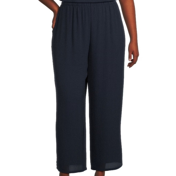 Eileen Fisher Pants - Eileen Fisher Woman Georgette Silk Wide Leg Pants Size 1X Color Black